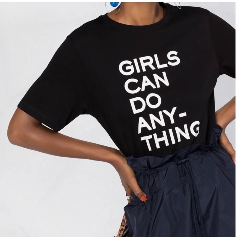 Zadig & Voltaire Black Graphic Tee with White Lettering S
